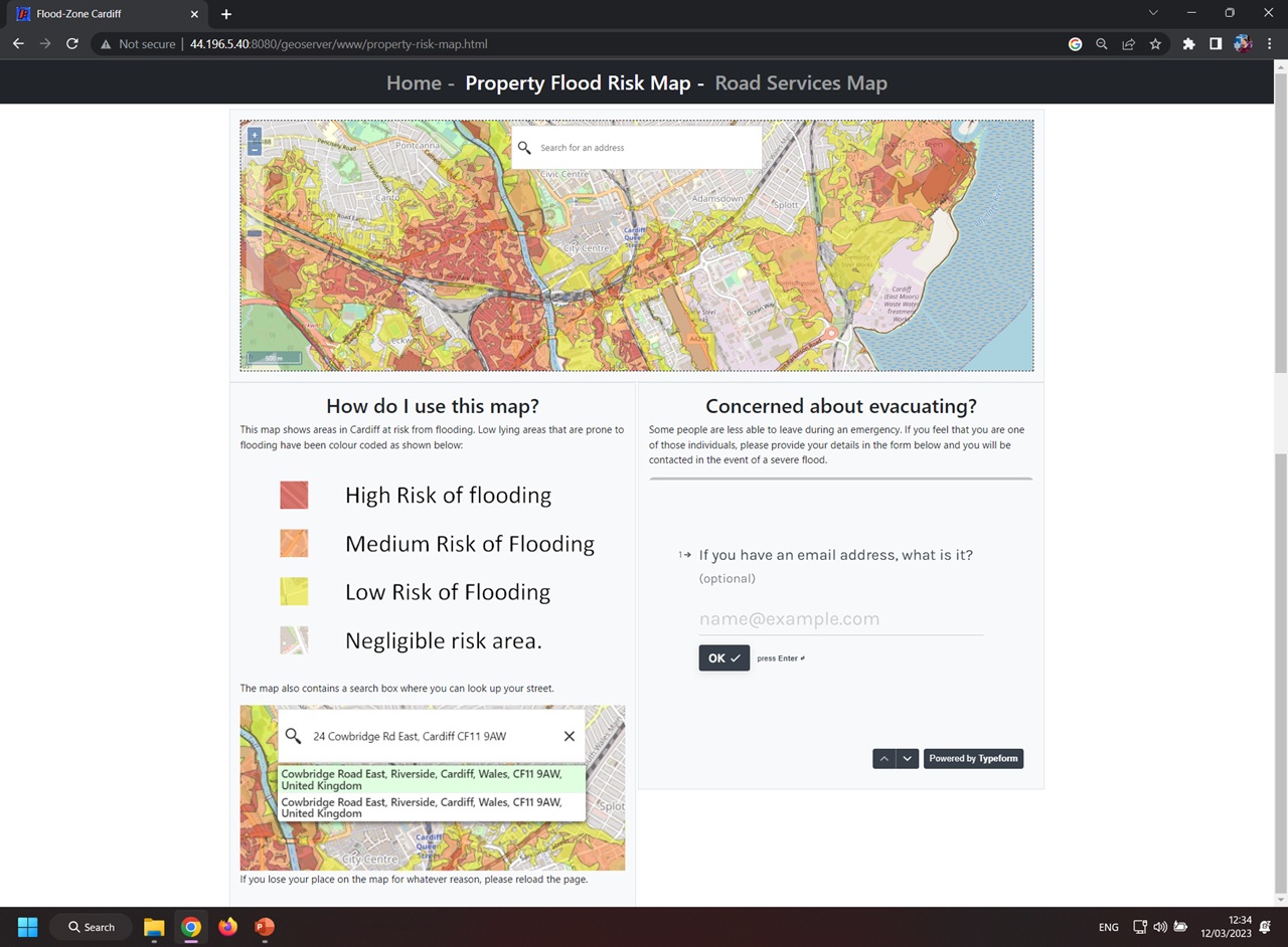 Cardiff property flood risk web GIS