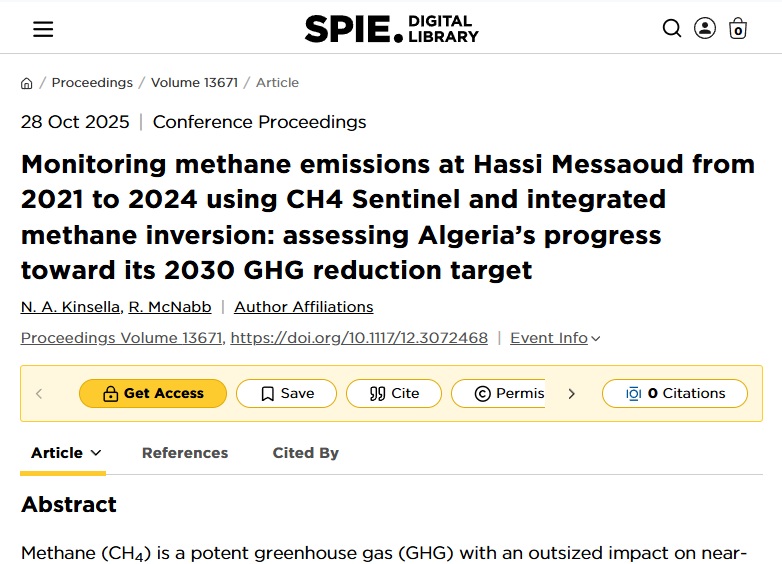 SPIE proceedings paper on Hassi Messaoud methane monitoring